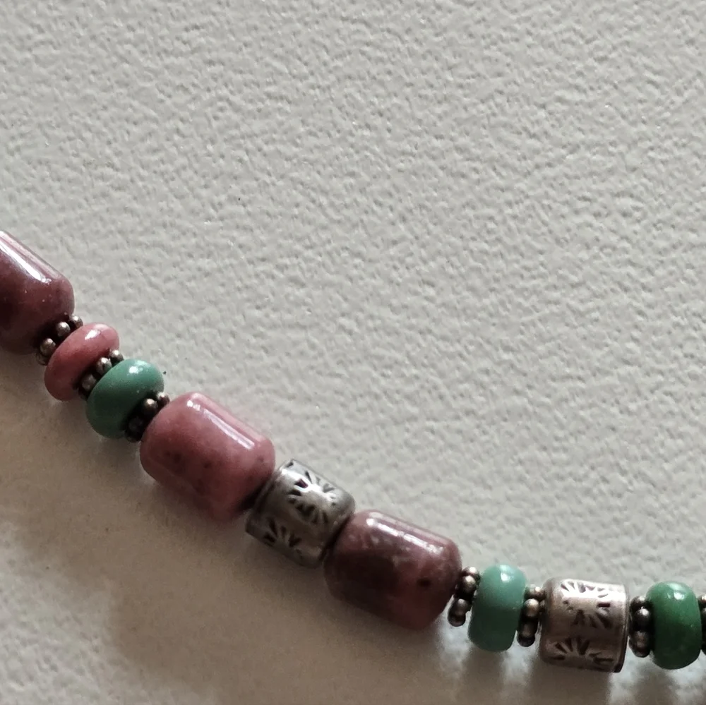 Sterling Turquoise Rhodonite Necklace by Carolyn Pollack Southwestern - Picture 8 of 9